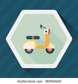 Transportation scooter flat icon with long shadow,eps10