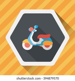 Transportation scooter flat icon with long shadow,eps10
