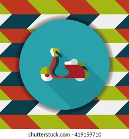 Transportation scooter flat icon with long shadow,eps10