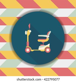 Transportation scooter flat icon with long shadow,eps10