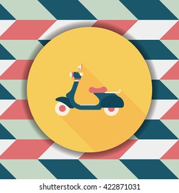 Transportation scooter flat icon with long shadow,eps10