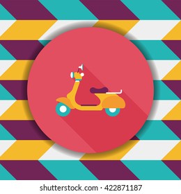 Transportation scooter flat icon with long shadow,eps10