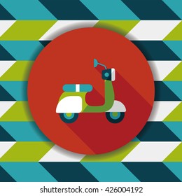 Transportation scooter flat icon with long shadow,eps10