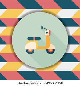 Transportation scooter flat icon with long shadow,eps10