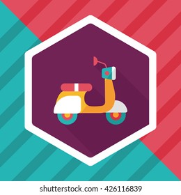 Transportation scooter flat icon with long shadow,eps10