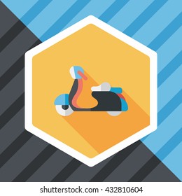 Transportation scooter flat icon with long shadow,eps10