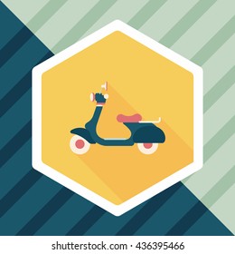 Transportation scooter flat icon with long shadow,eps10