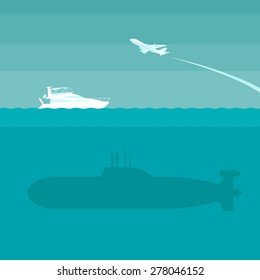 Transportation in the sea. Vector illustration