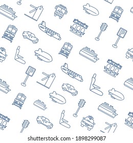 el estilo de dibujo del doodle de un patrón impecable de transporte. aislado en fondo blanco simple con tinta de mano Dibujo vectorial
