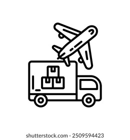 Transportation Sector Outline Icon, Vector illustration