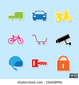 transportation and security icons set.