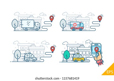 Transportation Service. Modern design vector illustration line icons