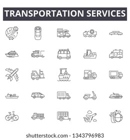 Transportation services line icons for web and mobile design. Editable stroke signs. Transportation services  outline concept illustrations
