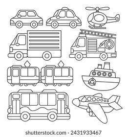 Transportation Set Sammlung Doodle Illustration