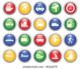 Transportation set of different vector web icons