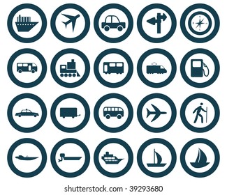Transportation set of different vector web icons