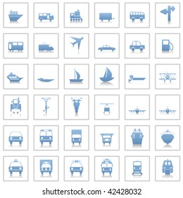 Transportation set of different vector web icons