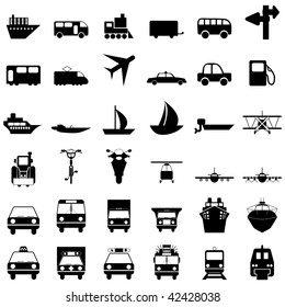 Transportation set of different vector web icons
