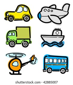 transportation set of different web icons
