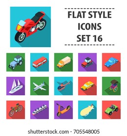 Transportation set icons in flat style. Big collection of transportation vector symbol stock illustration