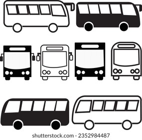 Transporte - conjunto de iconos vectoriales de línea. Conjunto de iconos de bus. Símbolo de transporte en estilo lineal. Vector