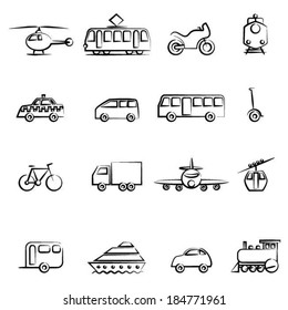 Transportation set outline icon