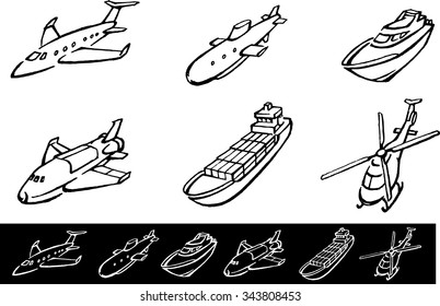 Transportation Set-Vector Sketch of different mode of transportation
