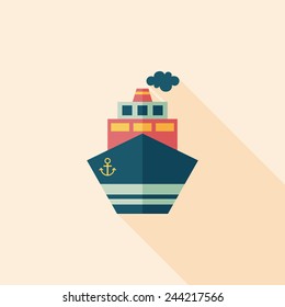 Transportation ship flat icon with long shadow,eps10