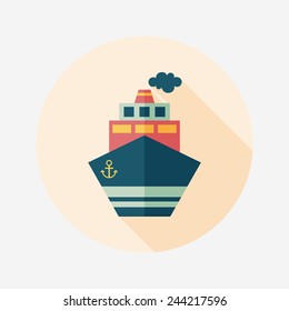 Transportation ship flat icon with long shadow,eps10