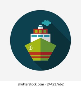 Transportation ship flat icon with long shadow,eps10