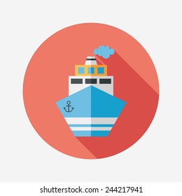 Transportation ship flat icon with long shadow,eps10