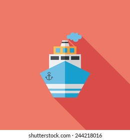 Transportation ship flat icon with long shadow,eps10