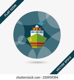Transportation ship flat icon with long shadow,eps10