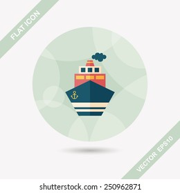 Transportation ship flat icon with long shadow,eps10