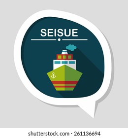 Transportation ship flat icon with long shadow,eps10
