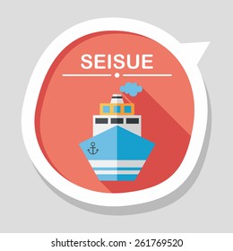 Transportation ship flat icon with long shadow,eps10
