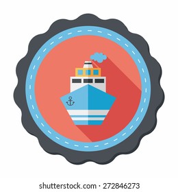 Transportation ship flat icon with long shadow,eps10
