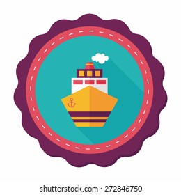 Transportation ship flat icon with long shadow,eps10