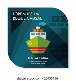 Transportation ship flat icon with long shadow,eps10