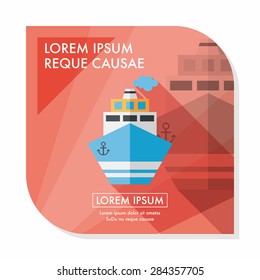 Transportation ship flat icon with long shadow,eps10