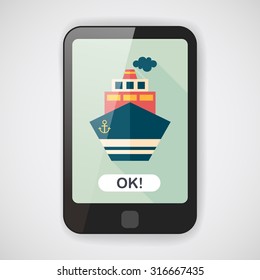 Transportation ship flat icon with long shadow,eps10