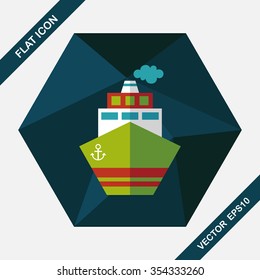Transportation ship flat icon with long shadow,eps10