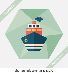 Transportation ship flat icon with long shadow,eps10