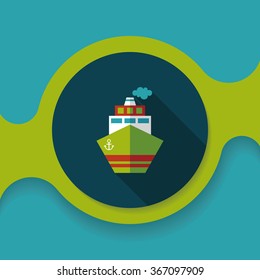 Transportation ship flat icon with long shadow,eps10