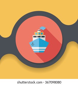 Transportation ship flat icon with long shadow,eps10