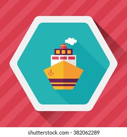 Transportation ship flat icon with long shadow,eps10