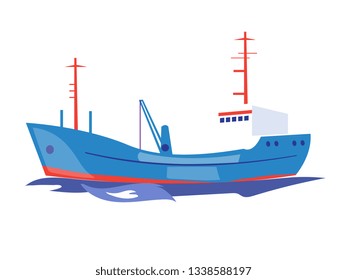 Transportation Ship on the Water. Vector Illustration