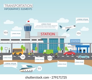 transportation, shipping and city traffic infographics element. can be used for workflow layout, diagram, web design, banner template. Vector illustration