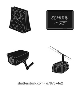 transportation, shopping and other web icon in black style.search, training icons in set collection.
