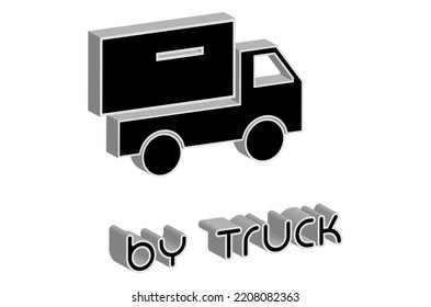 a transportation sign in the shape of a black truck with "by truck" at the bottom
